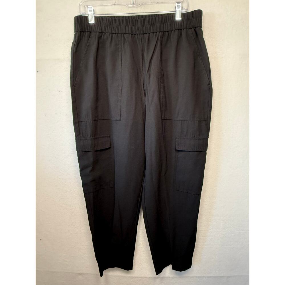 A New Day Black Pull On High Rise Crop Pants, Size Large
